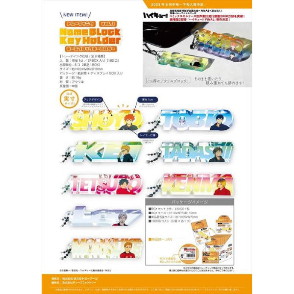 Haikyu!! Trading Name Block Key Ring Vol.1 (Set of 8) 排球少年 鎖匙扣 吊飾 掛飾