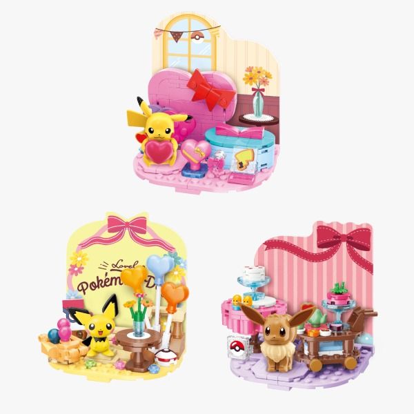 Qman - Pokemon Ribbon series (Pikachu / Pichu / Eevee) 寵物小精靈 寶可夢 比卡超 比超 伊貝 積木