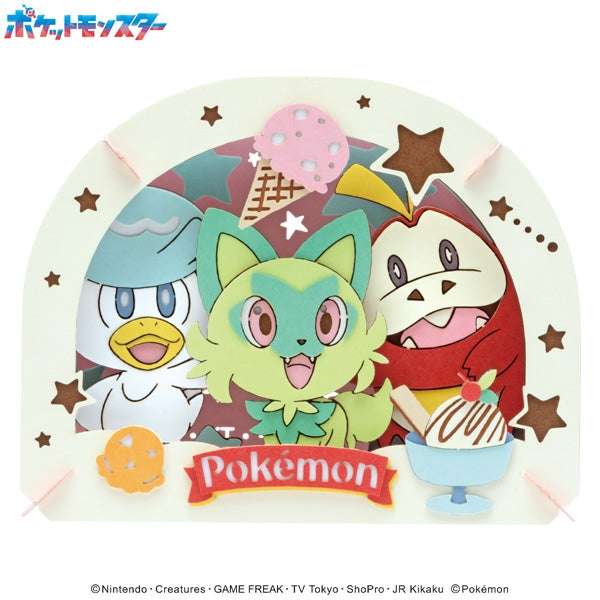 PT-337 PAPER THEATER Pokemon - Waku Waku Ice Cream 寵物小精靈 寶可夢 紙劇場 新葉喵 呆火鱷 潤水鴨