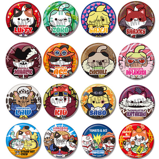 MEGA CAT PROJECT NyanPieceNyan！Metal Badge Collection (Set of 16) (2025 Dec resale ver.) 海賊王 貓