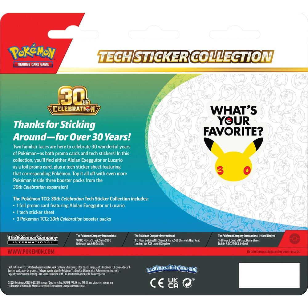 30th Celebration Tech Sticker Collection - ME: 30th Celebration (30C) (ENG ver.) ( Alolan Exeggutor / Lucario) 寵物小精靈 寶可夢 卡牌