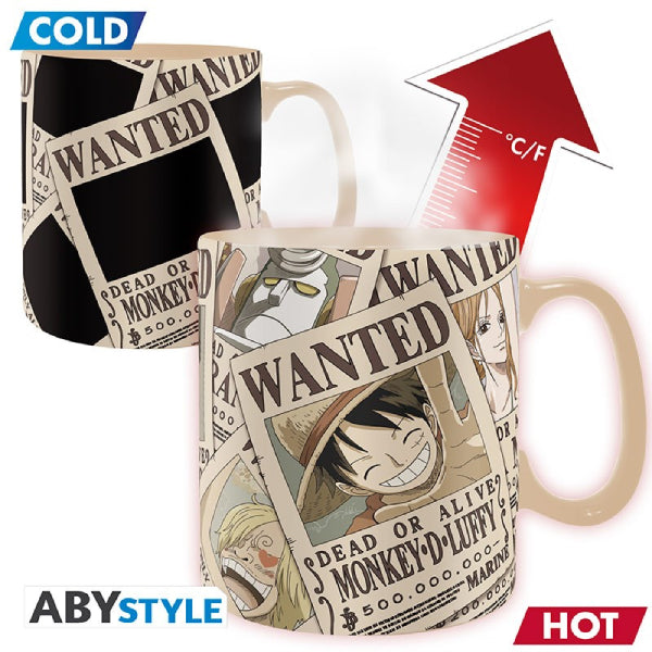 ONE PIECE - Pck premium Flag + 3D Keychain + Mug Heatchange 海賊王 Wanted Mug