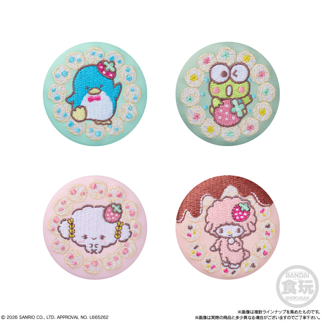 SANRIO CHARACTERS EMBROIDERY CAN BADGE WITH BISCUITS 4 (pack of 12) 刺繡 襟章