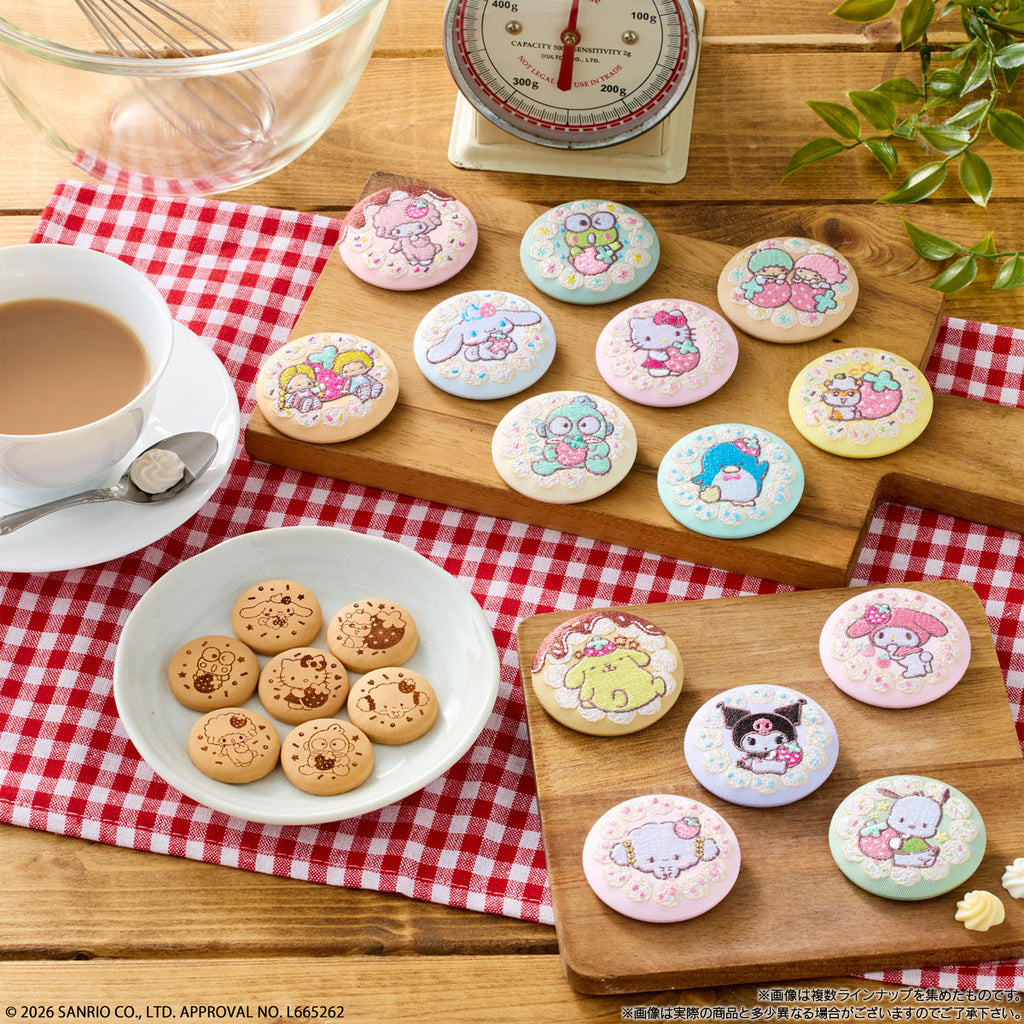 SANRIO CHARACTERS EMBROIDERY CAN BADGE WITH BISCUITS 4 (pack of 12) 刺繡 襟章