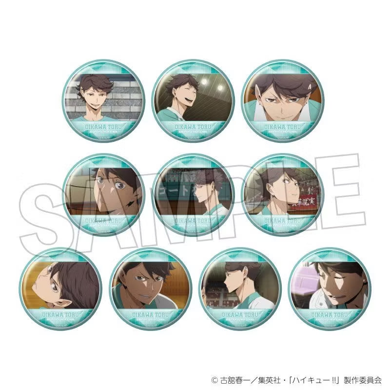 Set of circular character buttons with different poses and expressions on a white background.