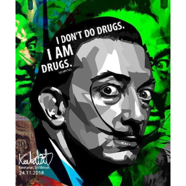 Pop Art Wall Decoration Drawing (Salvador Dali - I don't do drugs. I am drugs.) 薩爾瓦多·達利 掛畫