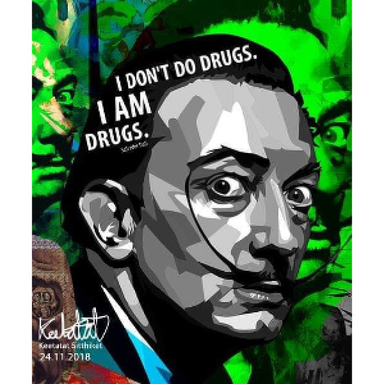 Pop Art Wall Decoration Drawing (Salvador Dali - I don't do drugs. I am drugs.) 薩爾瓦多·達利 掛畫
