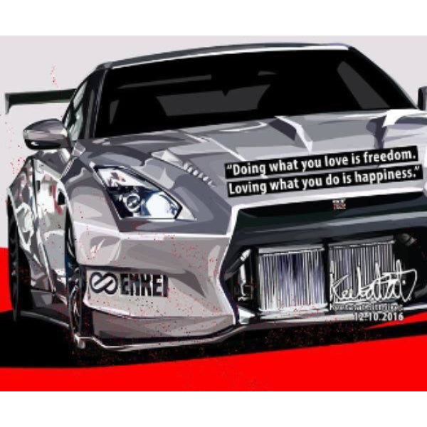 Pop Art Wall Decoration Drawing (Car - GTR White) (Enkei) 掛畫