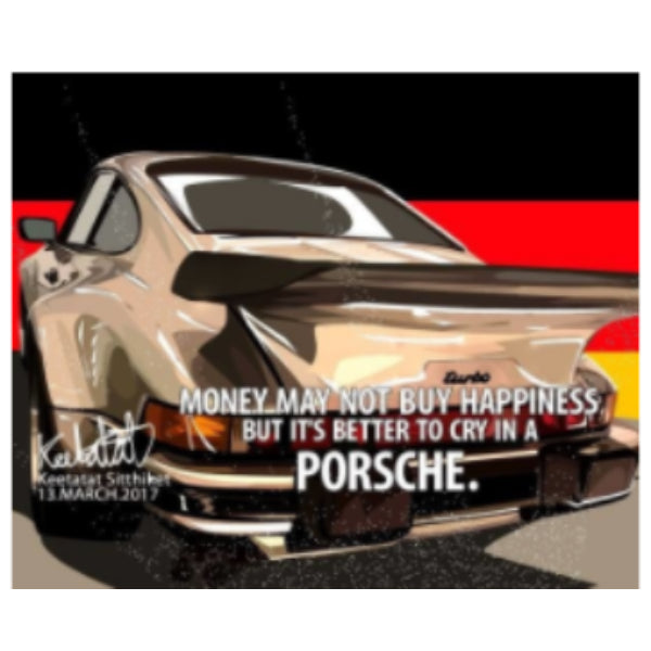 Pop Art Wall Decoration Drawing (Car Porsche - Money May Not Buy Happiness) 保時捷 掛畫