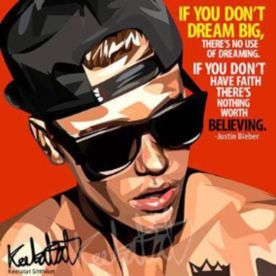 Pop Art Wall Decoration Drawing (Justin Bieber If You Don't Dream Big) 掛畫