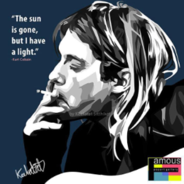 Pop Art Wall Decoration Drawing (Kurt Cobain - Smoking) 掛畫