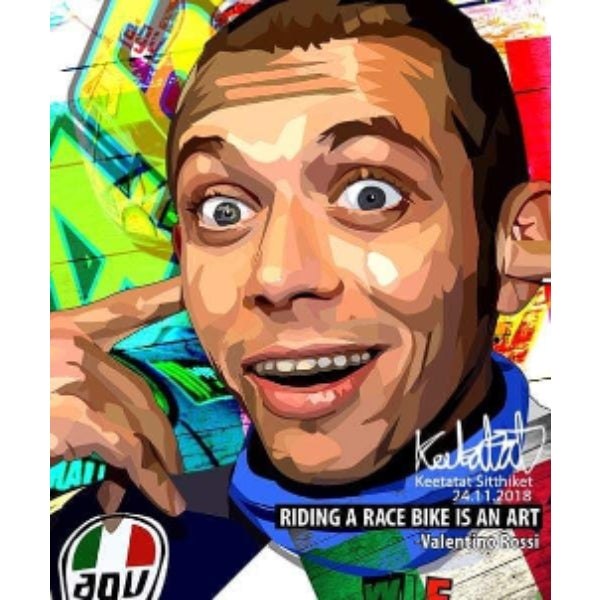 Pop Art Wall Decoration Drawing (Valentino Rossi - Riding a race bike is an art) 掛畫