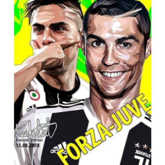 Pop Art Wall Decoration Drawing (Cristiano Ronaldo & DybalaForza-Juve) 基斯坦奴·朗拿度 C朗拿度 掛畫