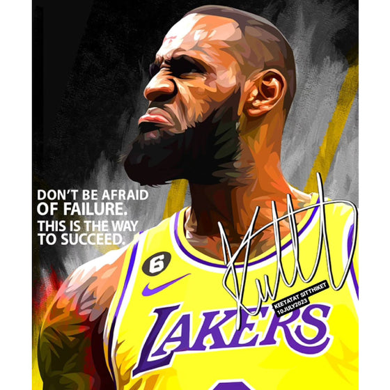 Pop Art Wall Decoration Drawing (LeBron James - Don't be afraid of failure. This is the way to succeed) 掛畫 勒邦 占士
