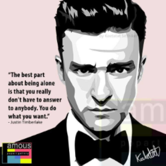 Pop Art Wall Decoration Drawing (Justin Timberlake - White) 掛畫