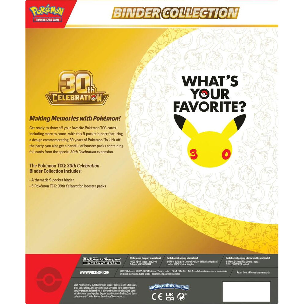 30th Celebration Binder Collection - ME: 30th Celebration (30C) (ENG ver.) 寵物 小 精靈 寶可夢 比卡超