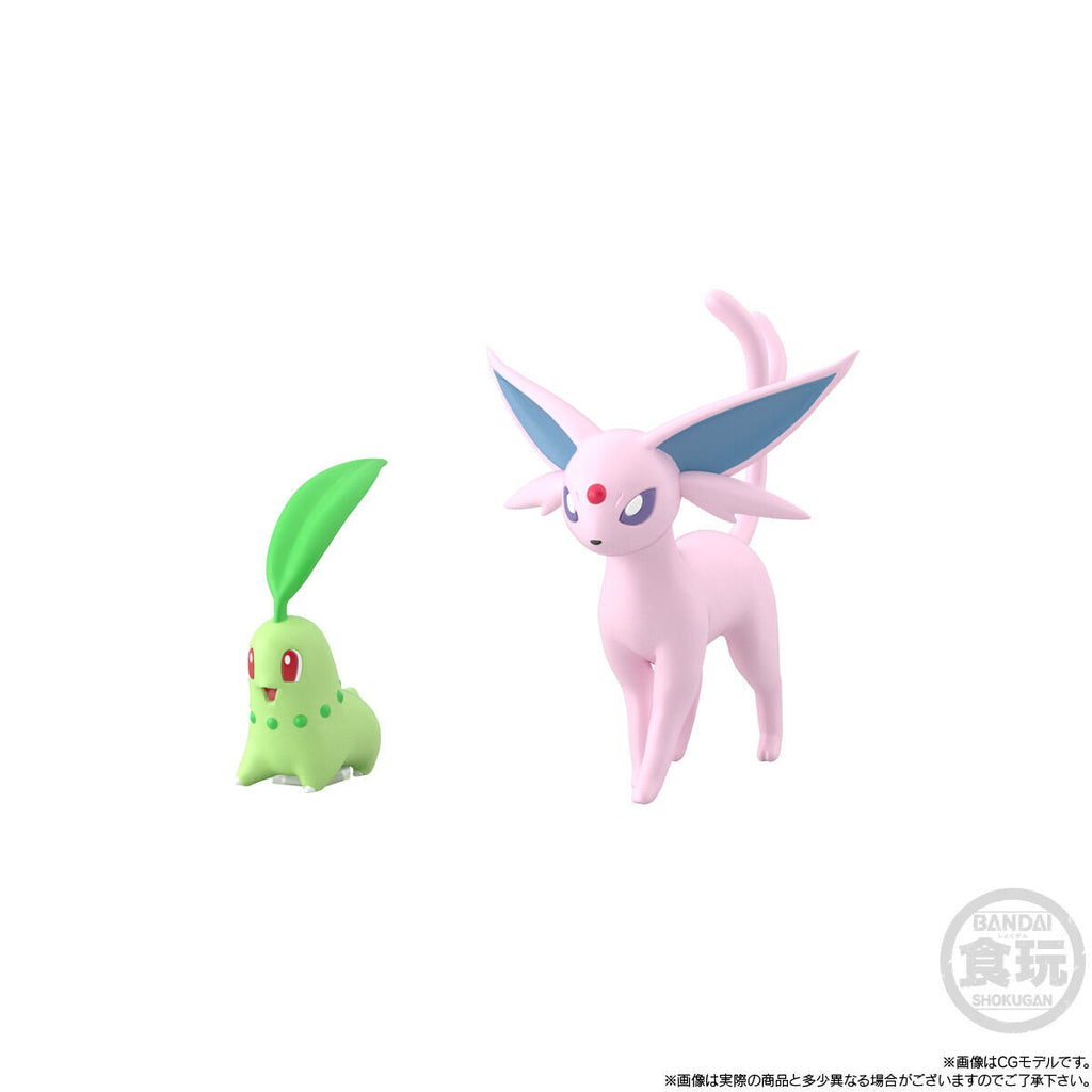 POKÉMON SCALE WORLD JOHTO REGION CHIKORITA & ESPEON W/O GUM 寵物小精靈 寶可夢 菊草葉&太陽伊貝 城都地區