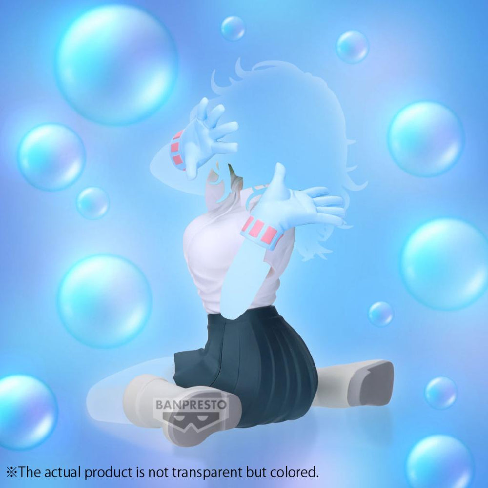 Toy figure with 'BANPRESTO' branding against a blue bubble background