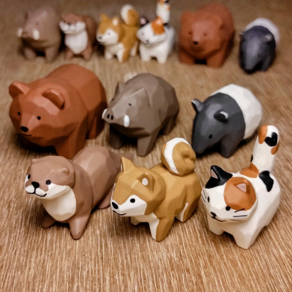 Seiji Kawasaki's wooden animal mascot figures 1 (set of 6) 扭蛋 Gashapon capsule