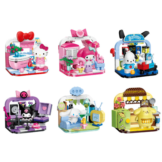 Qman - Sanrio characters - Have Fun at Home (set of 6) 積木 花車巡游 肉桂狗 布甸狗 可羅米 PC狗