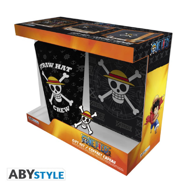 ONE PIECE - Gift Set - "Skull" - Large Glass (ABYVER167) + Pin (ABYPIN013) + A6 Pocket Notebook