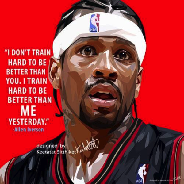 Pop Art Wall Decoration Drawing Poster NBA Allen Iverson Red