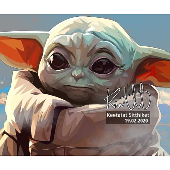 Pop Art Wall Decoration Drawing (Yoda Baby)