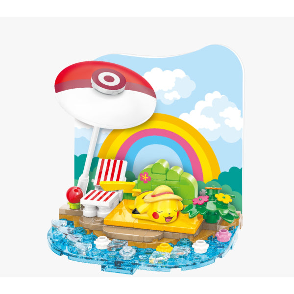 Qman - Pokemon Vacation series (Pikachu / Psyduck / Snorlax) 寵物小精靈 寶可夢 比卡超 傻鴨 卡比獸 積木