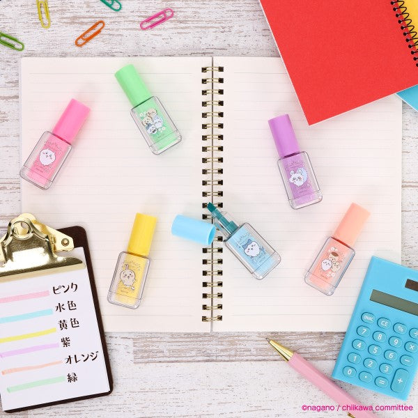 Chikawa Nail Polish Marker (set of 6) ちいかわ 小可愛 吉伊卡哇 Chiikawa Something Small and Cute highlighter 螢光筆 文具