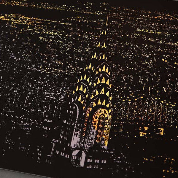 Lago Scratch Art City Night View Drawing New York Souvenir