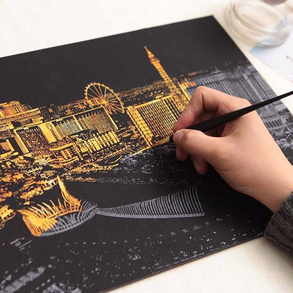 Lago Scratch Art City Night View Drawing Las Vegas Landmark Travel Gift PEN