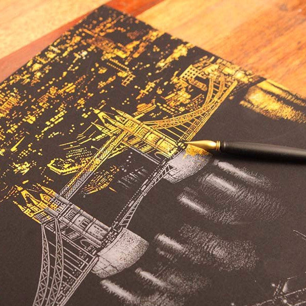 Lago Scratch Art City Night View Drawing London Landmark Travel Gift Souvenir