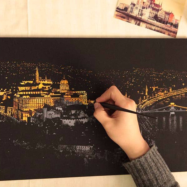Lago Scratch Art City Night View Drawing Budapest Tourist Spot Souvenir | UP-NEXT HK