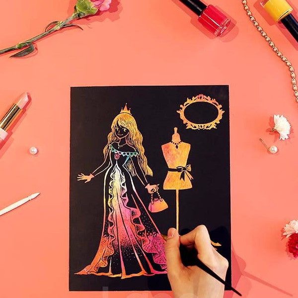 Lago Scratch Art Cartoon Coloring Book for Kids Pretty Princess Draw