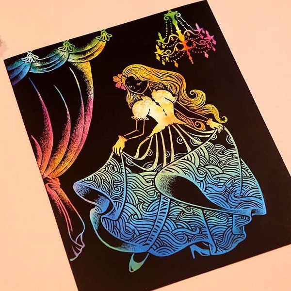 Lago Scratch Art Cartoon Coloring Book for Kids Pretty Princess Draw