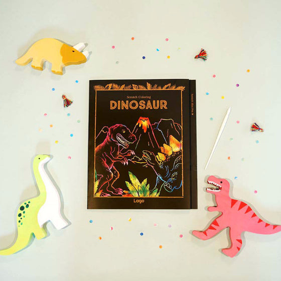Lago Scratch Art Cartoon Coloring Book for Kids Dinosaur Drawing