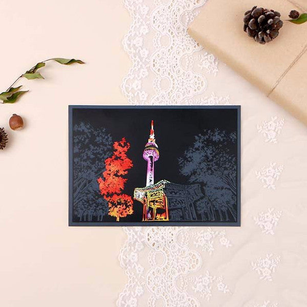 Scratch Postcard N Seoul Tower - Maple_Art, Fun :)_LAGO - Up-Next