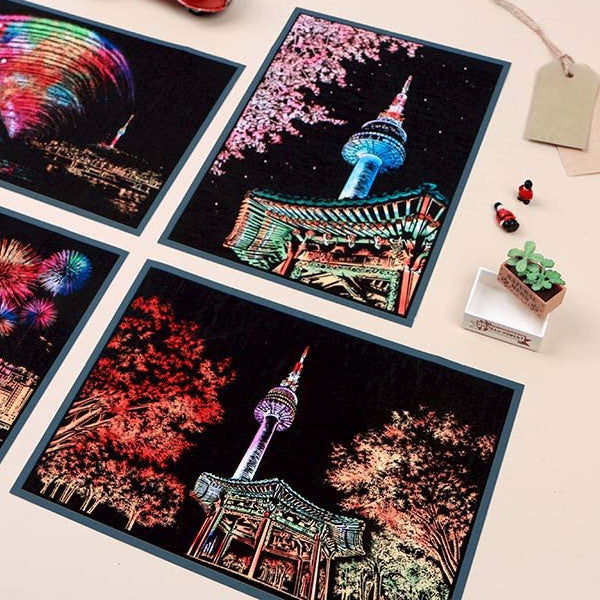 Scratch Postcard N Seoul Tower - Maple_Art, Fun :)_LAGO - Up-Next