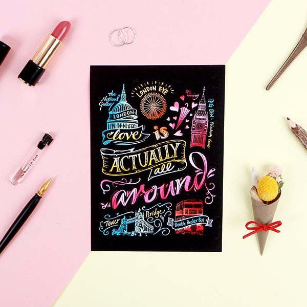 Scratch Postcard Calligraphy - London_Art, Fun :)_LAGO - Up-Next