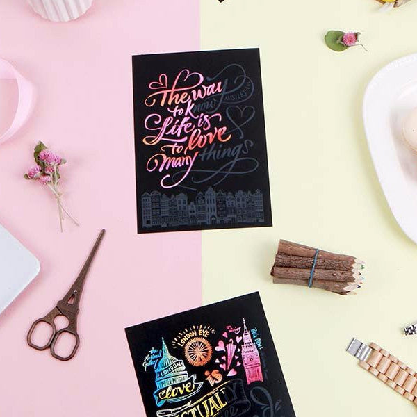 Scratch Postcard Calligraphy - London_Art, Fun :)_LAGO - Up-Next