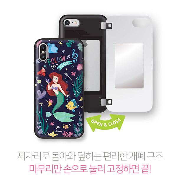 Disney iPhone Case Door Flip Mirror 美人魚 Areid 含鏡手機殻保護套