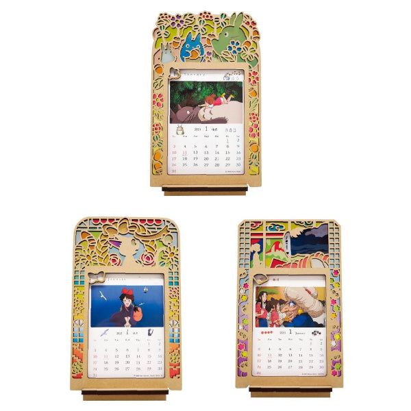 Ghibli - 2021 Stained Frame Calendar (My Neighbor Totoro, Kiki's Delivery Service, Spirited Away)