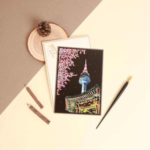 Scratch Postcard - Cherry Blossom 1Pc_Art, Fun :)_LAGO - Up-Next