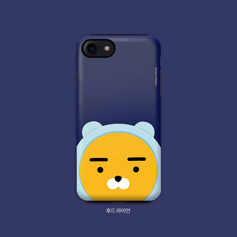 KAKAO Friends Combo Face Hoodie Ryan iPhone Case | 韓國手機殼保護套獅子藍色 Up-NEXT HK
