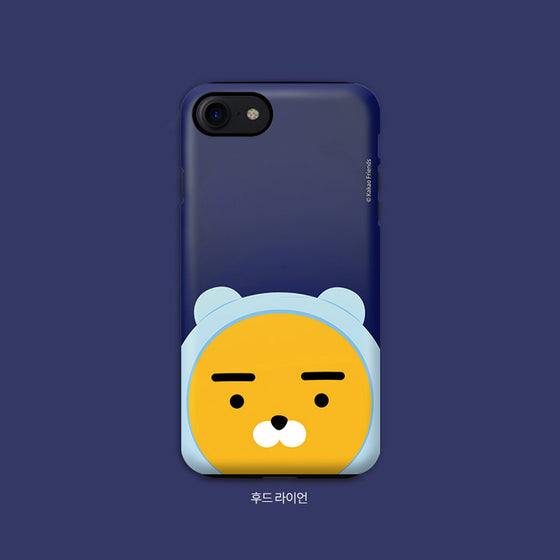 KAKAO Friends Combo Face Hoodie Ryan iPhone Case | 韓國手機殼保護套獅子藍色 Up-NEXT HK