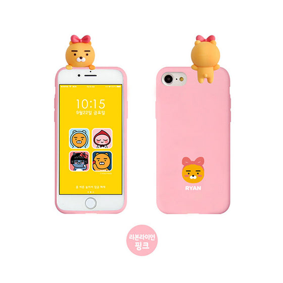KAKAO Talk Mascot Kakao Friends iPhone Case Anti Drop Pink Ryan Lion Ribbon 韓國卡通公仔手機套保護殼粉紅絲帶獅子 UP-NEXT HK