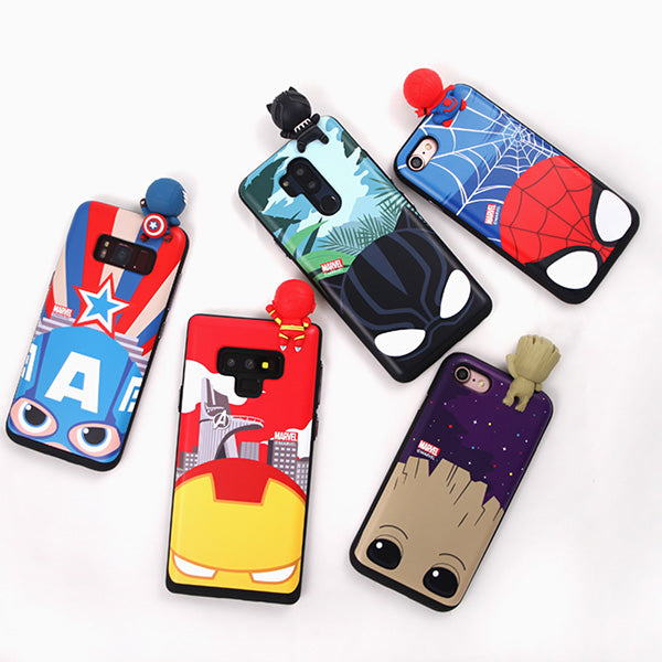 Marvel Mini Figure Pattern Slide Cover Wallet iPhone Case XR XS Max Shockproof Protection
