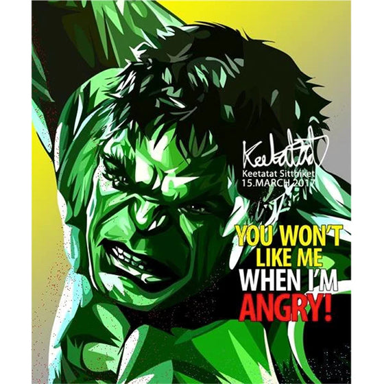 Pop Art Wall Decoration Drawing (The Hulk - You Don't Like Me)