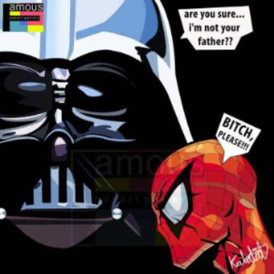 Pop Art Wall Decoration Drawing (Darth Vader VS Spiderman) 星球大戰 黑武士 蜘蛛俠 掛畫 Star Wars Marvel