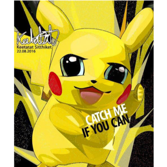 Pop Art Wall Decoration Drawing (Pikachu Catch me if you can) 寵物小精靈 寶可夢 Pokemon 比卡超 掛畫